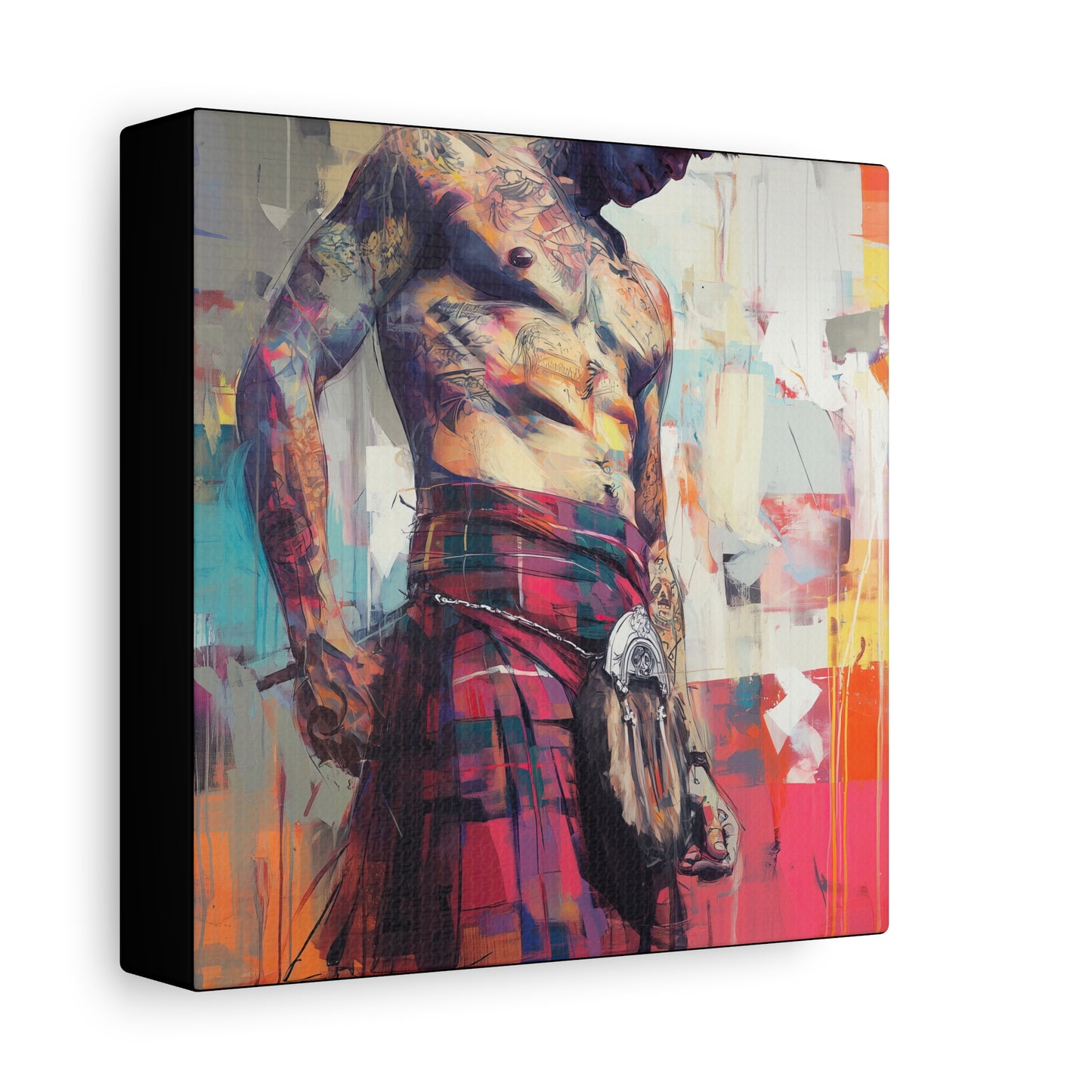 Gallery Wrapped Canvas, Kilts and Carnage Art Canvas, Erotic Pinup Art Canvas – Angus