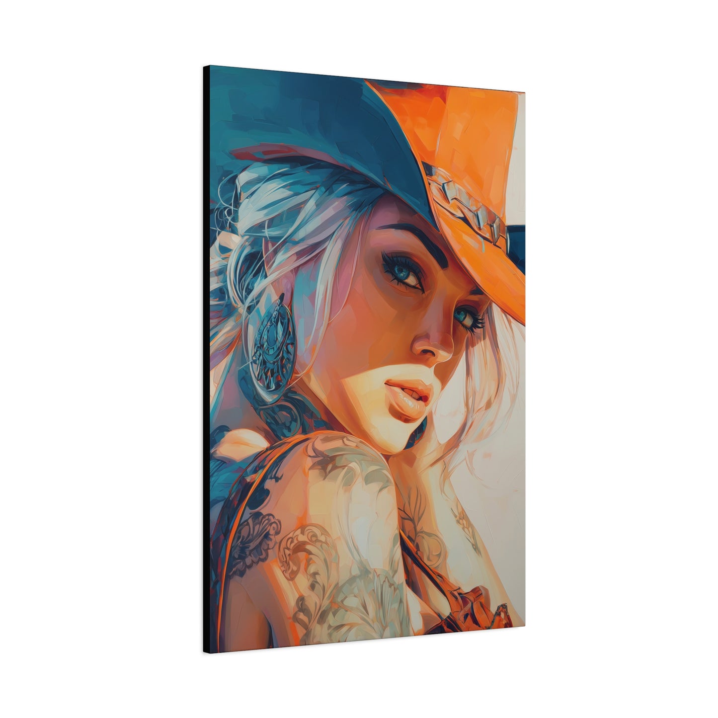 Gallery Wrapped Canvas, Wranglers and Wreckage Art Canvas, Erotic Pinup Art Canvas – Cheyenne