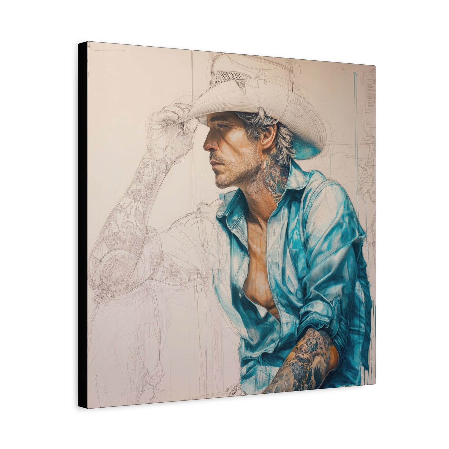 Gallery Wrapped Canvas, Wranglers and Wreckage Art Canvas, Erotic Pinup Art Canvas – Wade