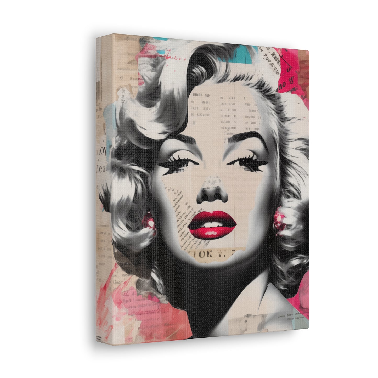 Canvas Wall Art, Gallery Wrapped Pop Art, Celebrity Wall Art – Marilyn Monroe - Newsprint