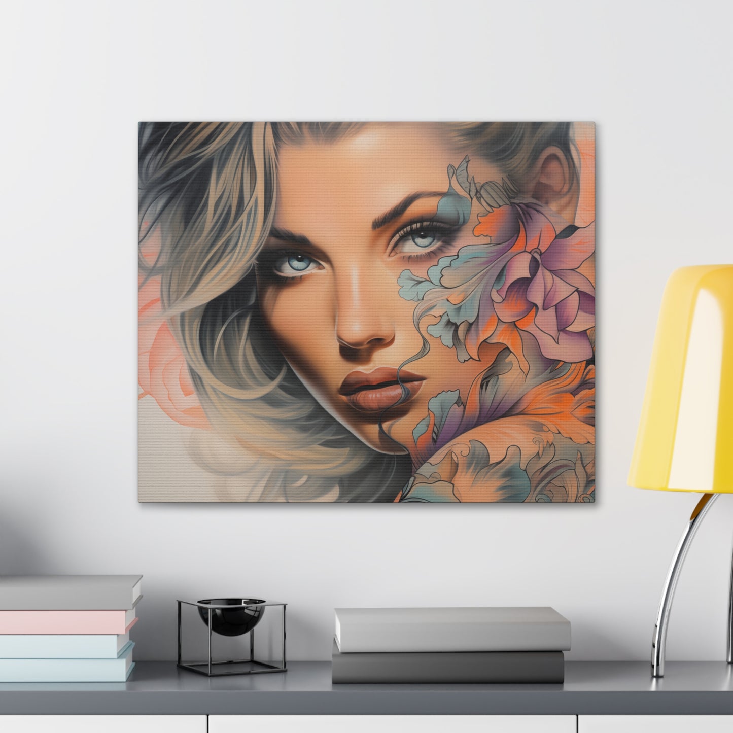 Gallery Wrapped Canvas, Edgy Tattooed Beauty, Urban Pop Art Canvas – Bella