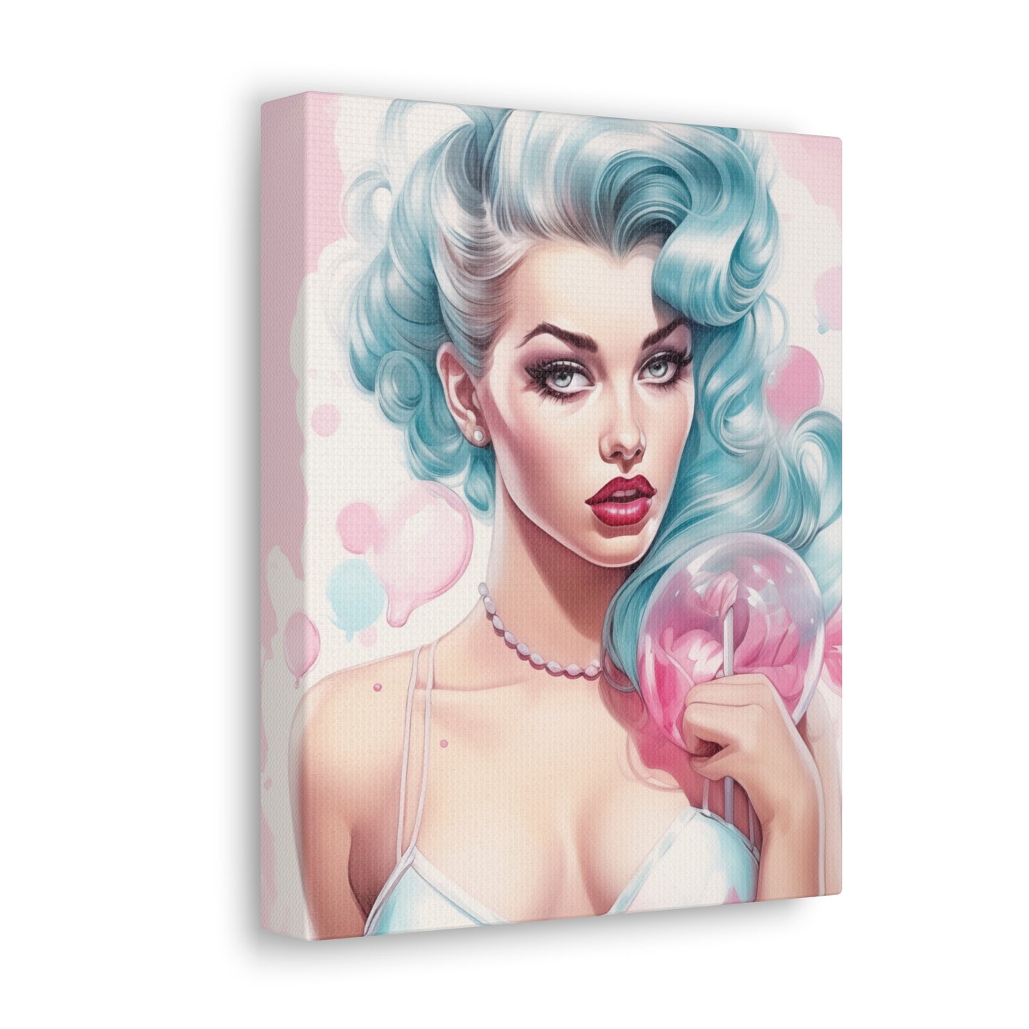 Canvas Gallery Wrapped High-Fashion Wall Art, Stylish Decor, Retro Femme Doll Pop Art – Tessa
