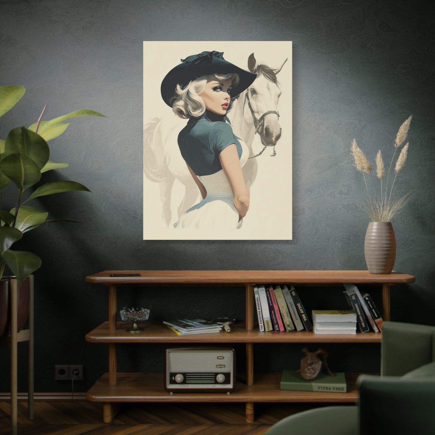 Gallery Wrapped Canvas, Wranglers and Wreckage Art Canvas, Erotic Pinup Art Canvas – Ruby