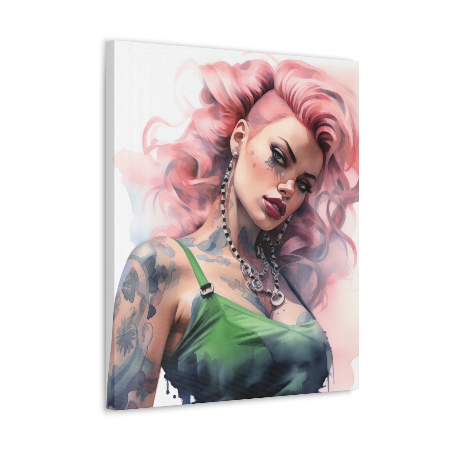 Gallery Wrapped Canvas, Edgy Tattooed Beauty, Urban Pop Art Canvas – Colette