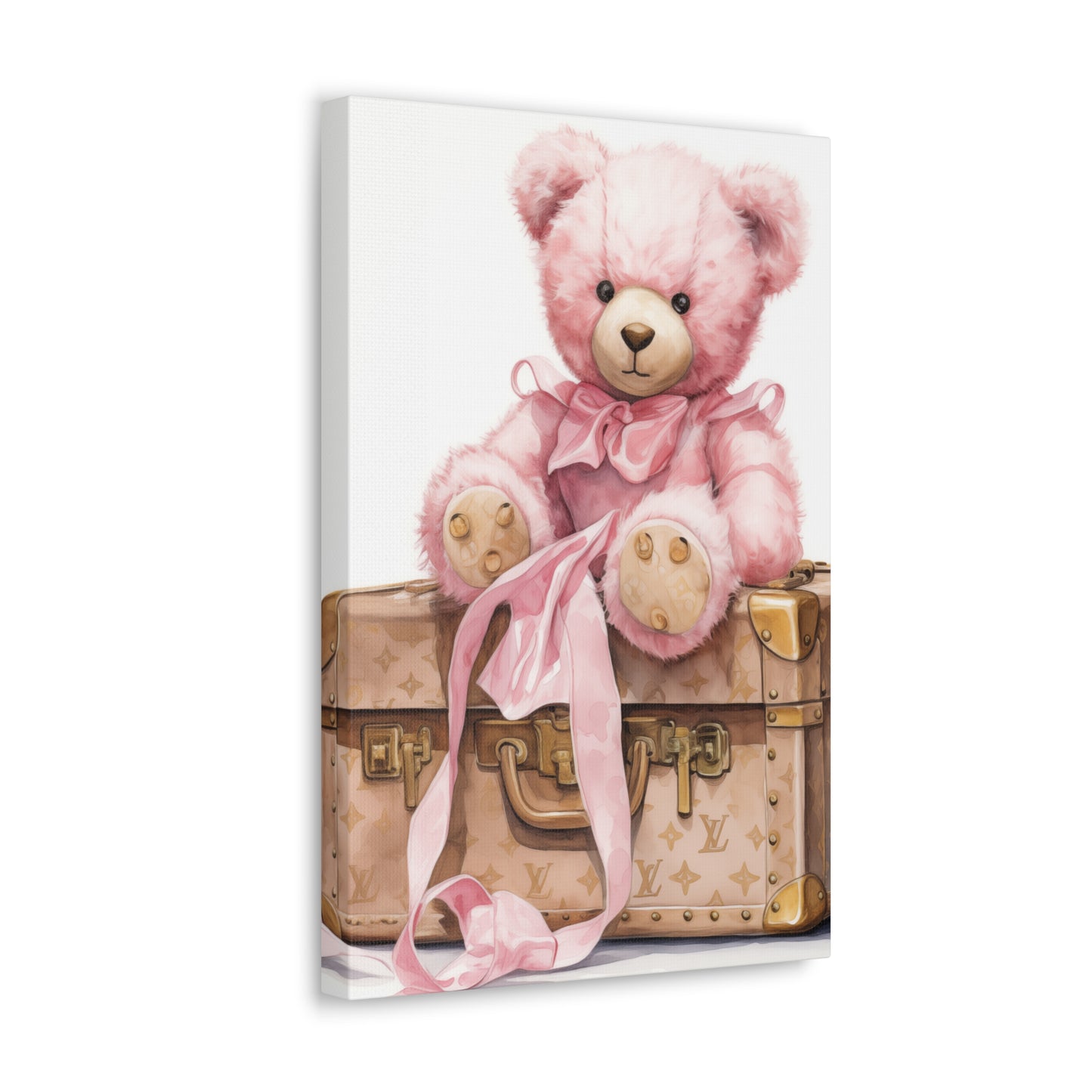 Canvas Gallery Wrap - LV Bear Wall Art - Gold Buttons
