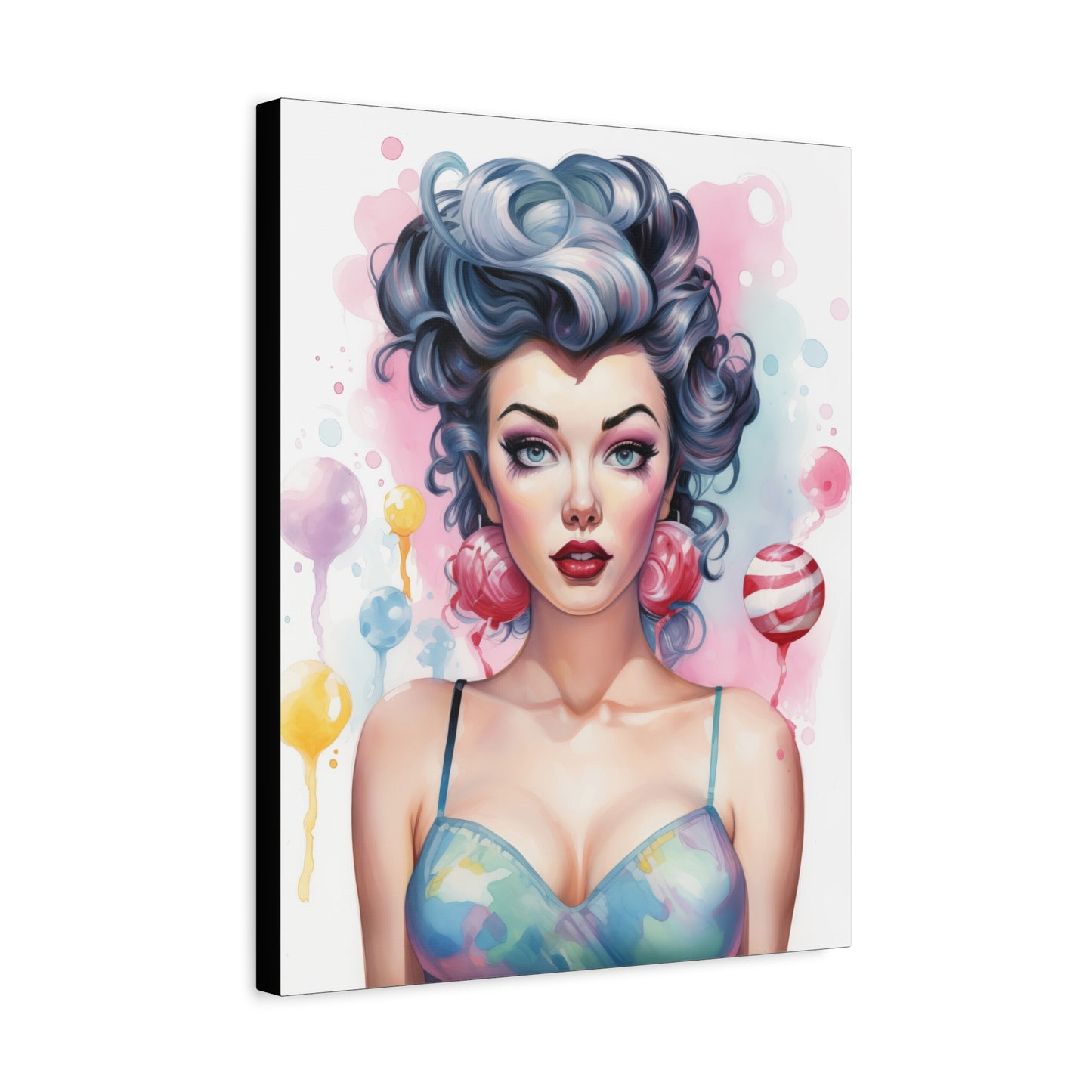 Canvas Gallery Wrapped High-Fashion Wall Art, Stylish Decor, Retro Femme Doll Pop Art – Poppy