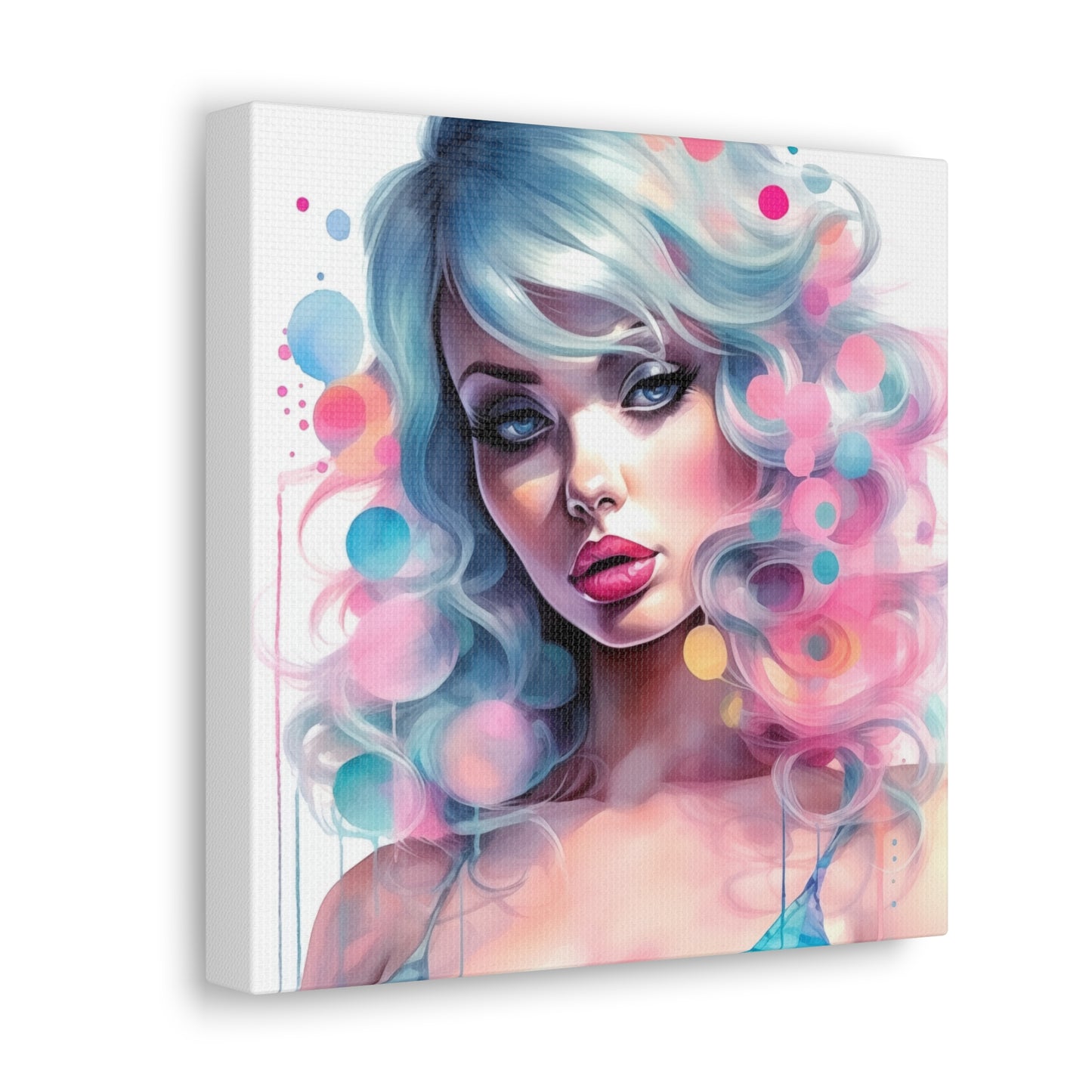 Canvas Gallery Wrapped High-Fashion Wall Art, Stylish Decor, Retro Femme Doll Pop Art – Sylvie