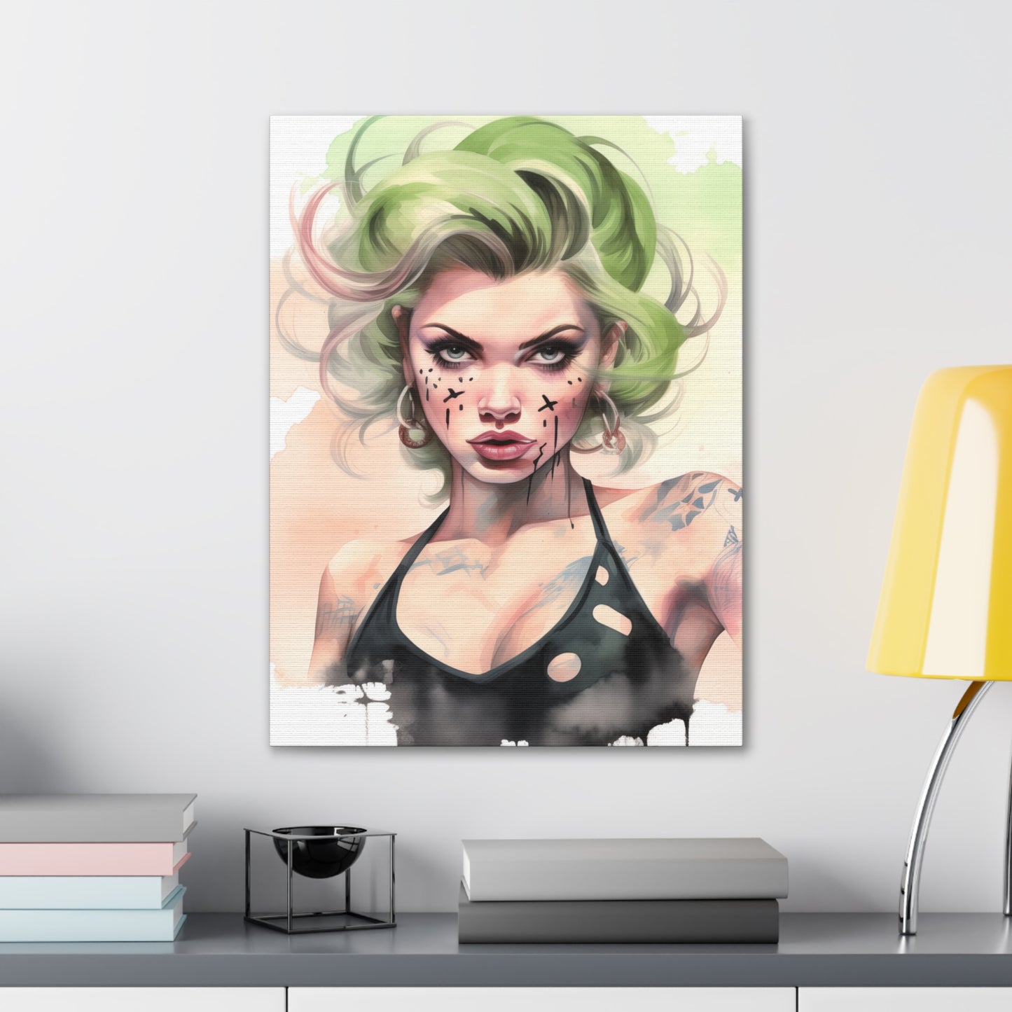 Gallery Wrapped Canvas, Edgy Tattooed Beauty, Urban Pop Art Canvas – Ivy