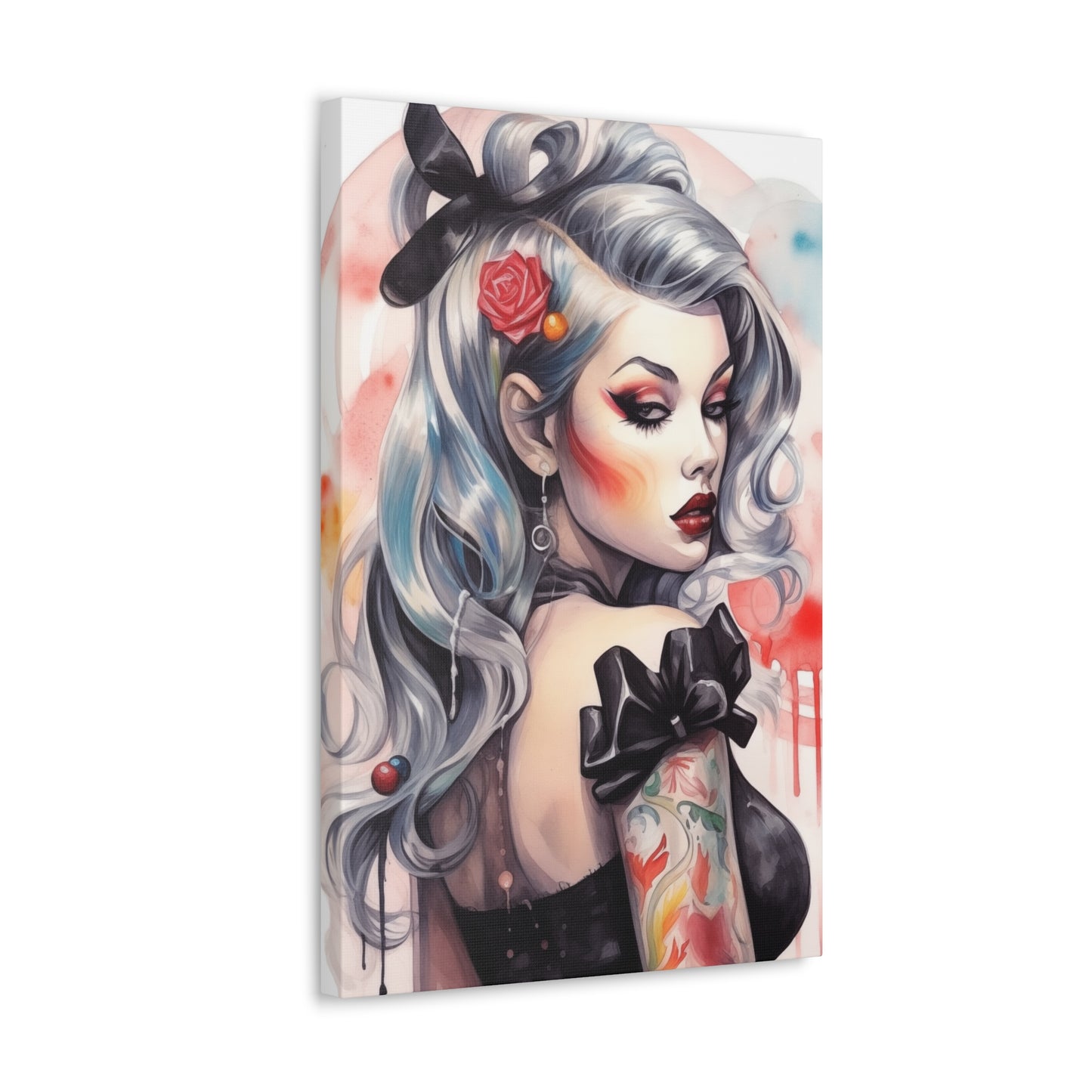 Gallery Wrapped Canvas, Edgy Tattooed Beauty, Urban Pop Art Canvas – Sabella