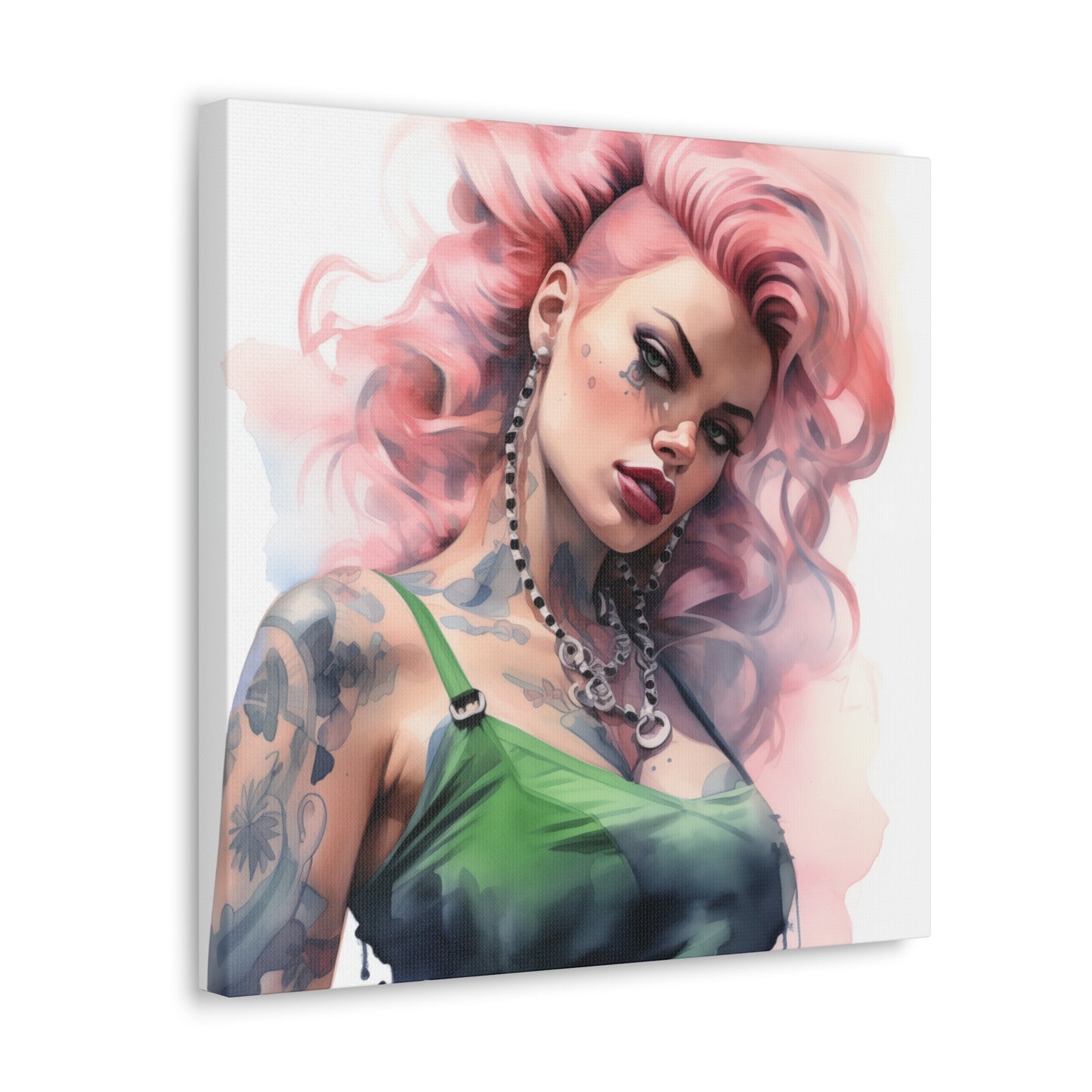 Gallery Wrapped Canvas, Edgy Tattooed Beauty, Urban Pop Art Canvas – Colette