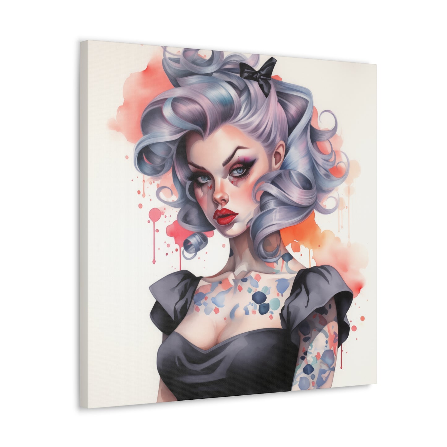 Gallery Wrapped Canvas, Edgy Tattooed Beauty, Urban Pop Art Canvas – Noelle
