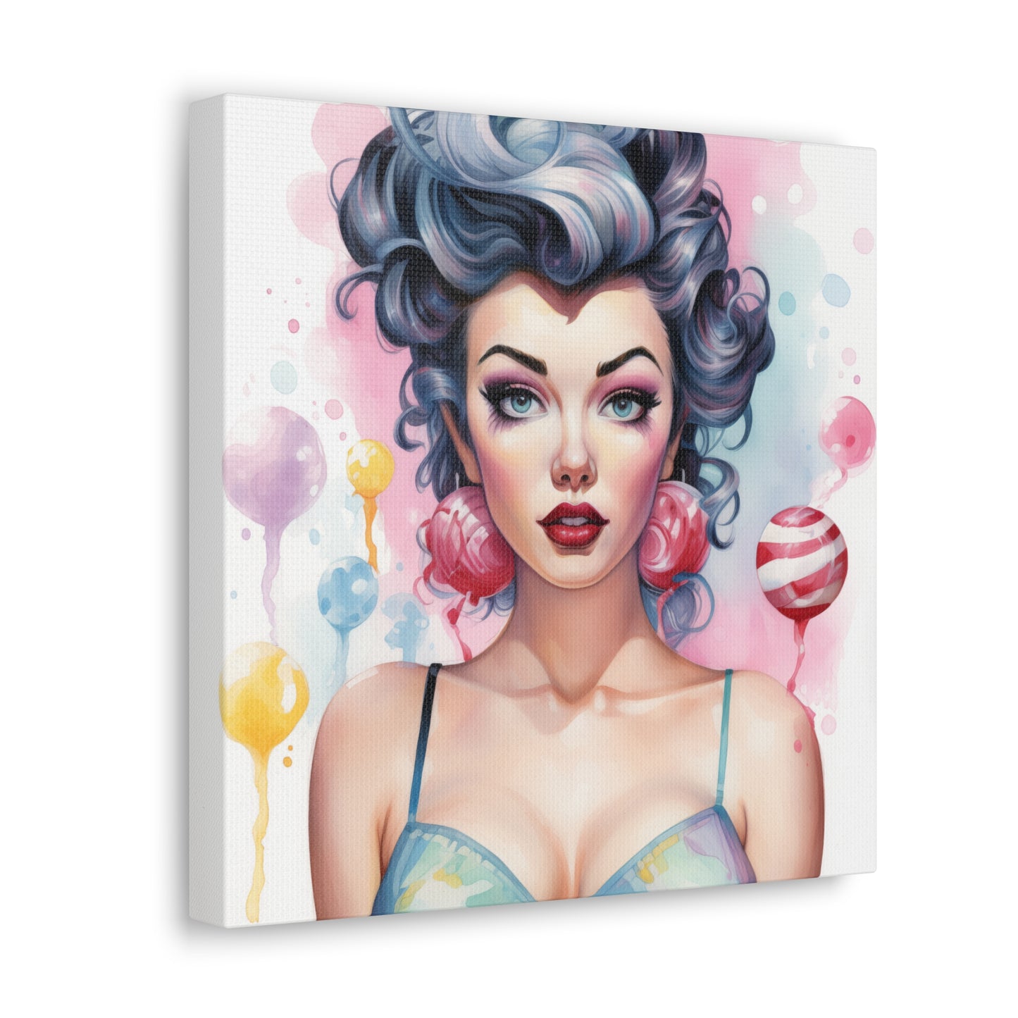 Canvas Gallery Wrapped High-Fashion Wall Art, Stylish Decor, Retro Femme Doll Pop Art – Poppy