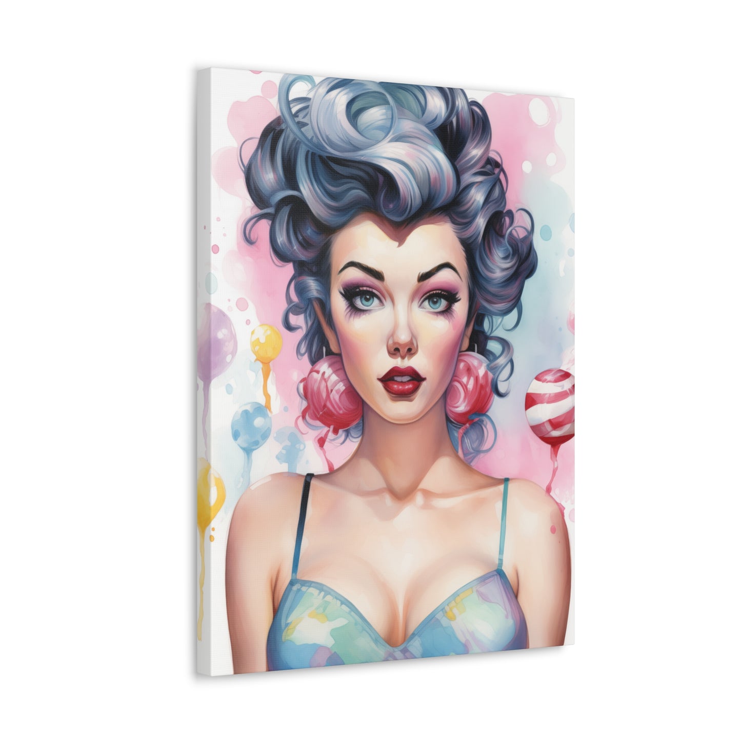 Canvas Gallery Wrapped High-Fashion Wall Art, Stylish Decor, Retro Femme Doll Pop Art – Poppy