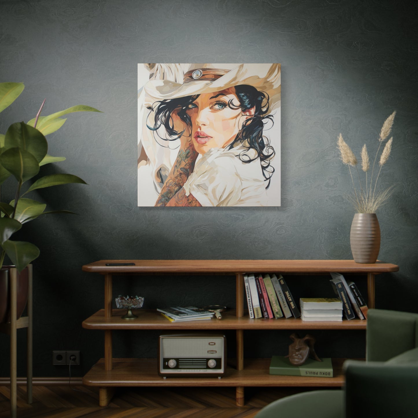 Gallery Wrapped Canvas, Wranglers and Wreckage Art Canvas, Erotic Pinup Art Canvas – Lacey