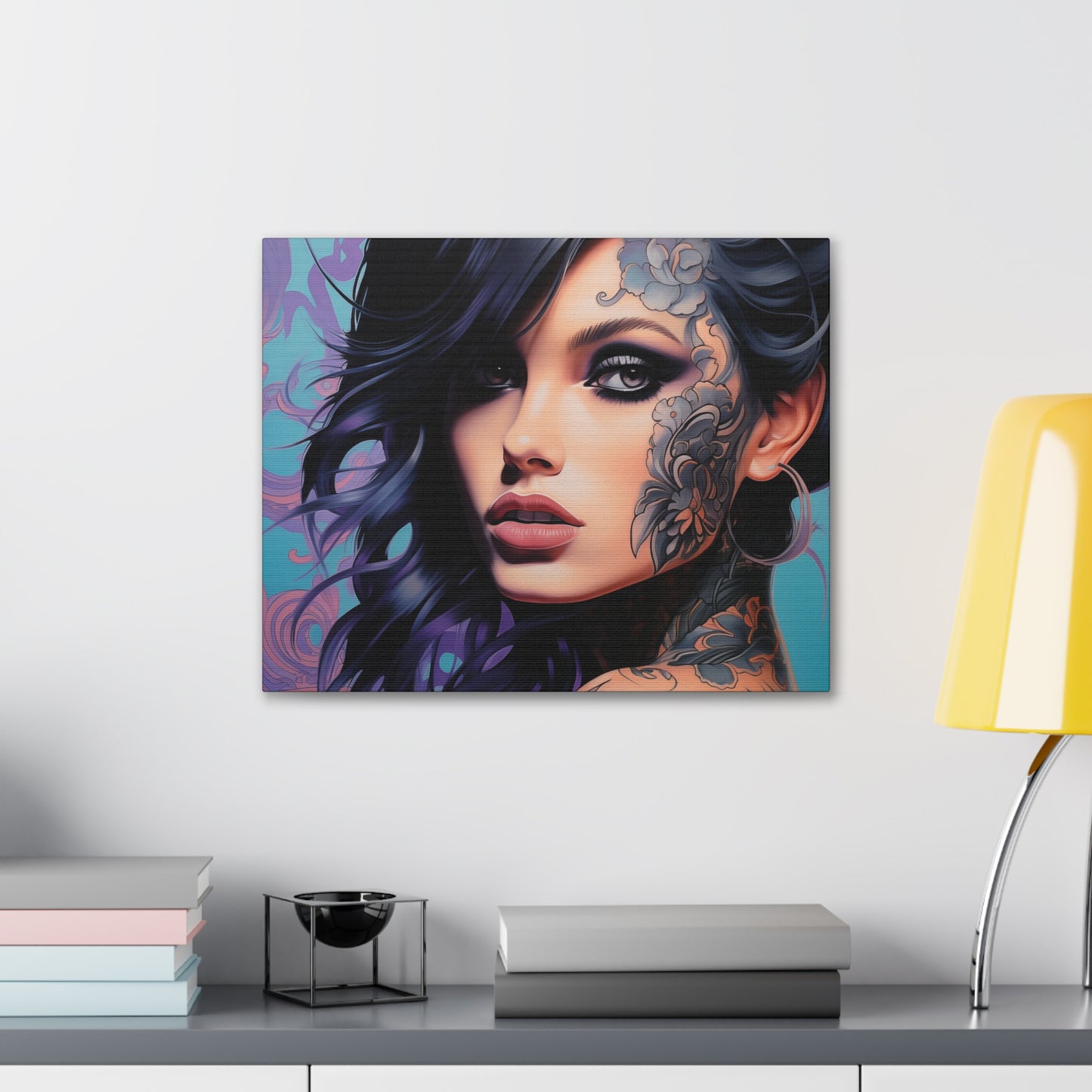 Gallery Wrapped Canvas, Edgy Tattooed Beauty, Urban Pop Art Canvas – Dominique
