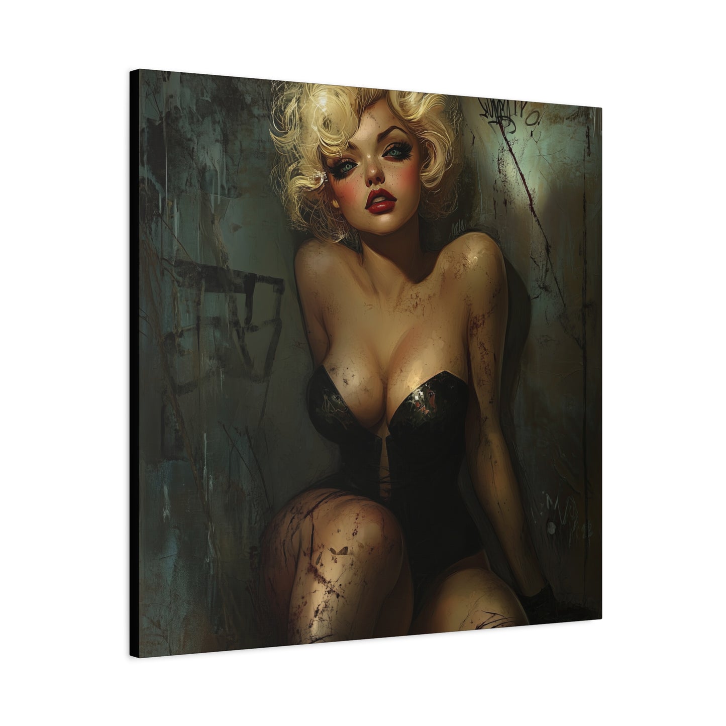 Gallery Wrapped Canvas, Guilt and Grit Adult Art Canvas, Erotic Pinup Art Canvas – Naomi