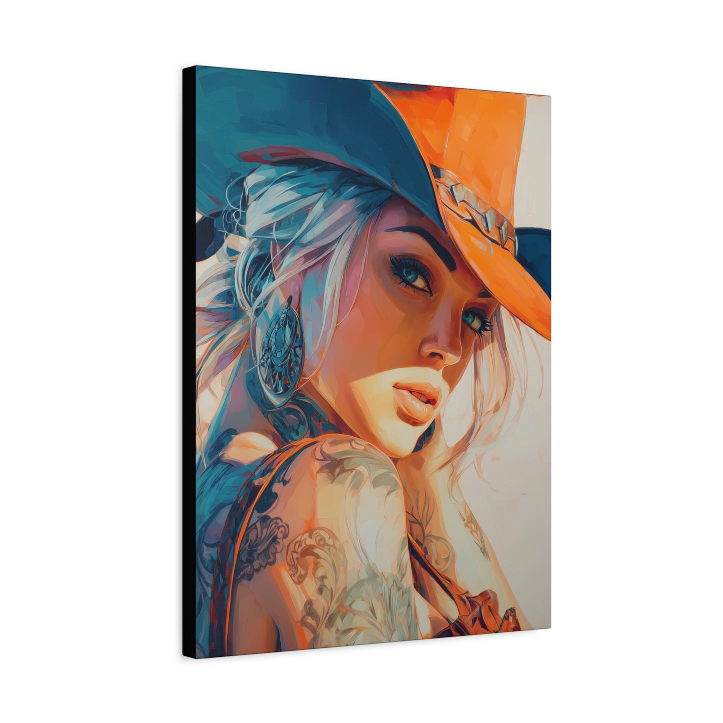 Gallery Wrapped Canvas, Wranglers and Wreckage Art Canvas, Erotic Pinup Art Canvas – Cheyenne
