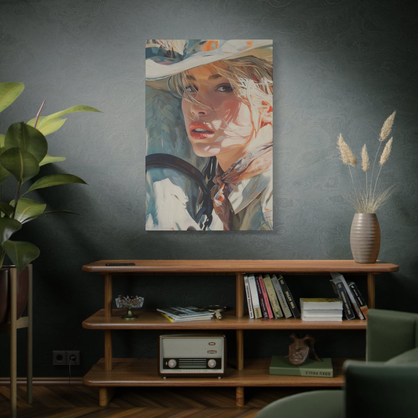 Gallery Wrapped Canvas, Wranglers and Wreckage Art Canvas, Erotic Pinup Art Canvas – Dakota