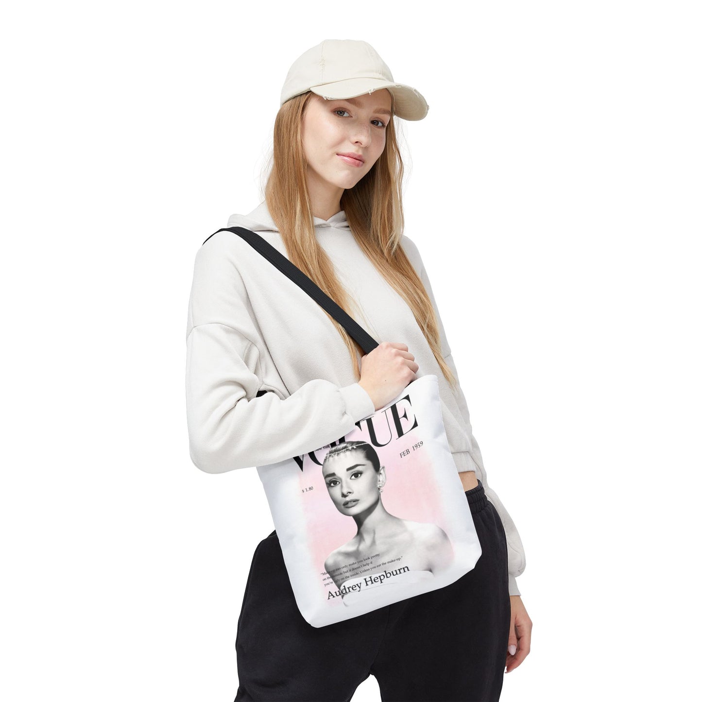 Audrey Hepburn Vogue Tote Bag - Fashion Canvas Tote Bag - Custom Designer Inspired Tote