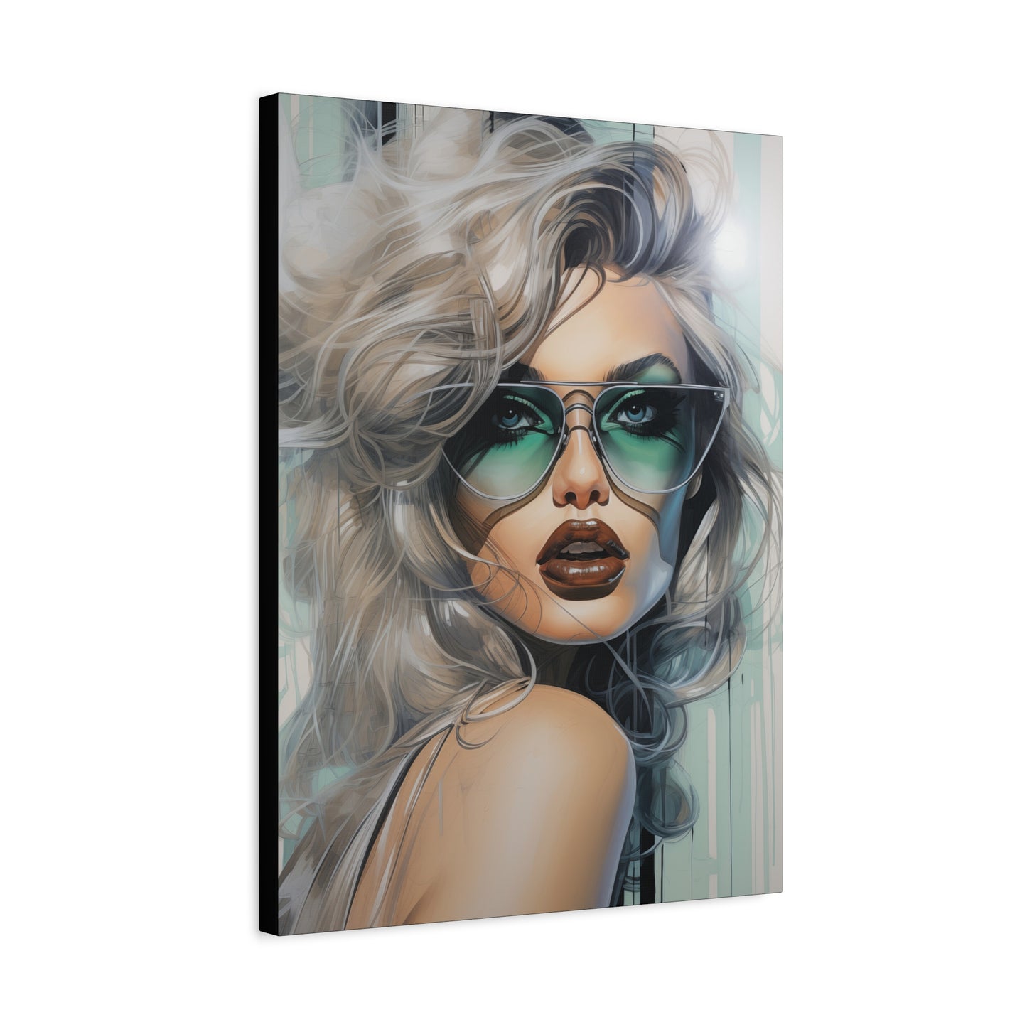 Canvas Gallery Wrapped High-Fashion Wall Art, Stylish Decor, Retro Femme Doll Pop Art – Natasha