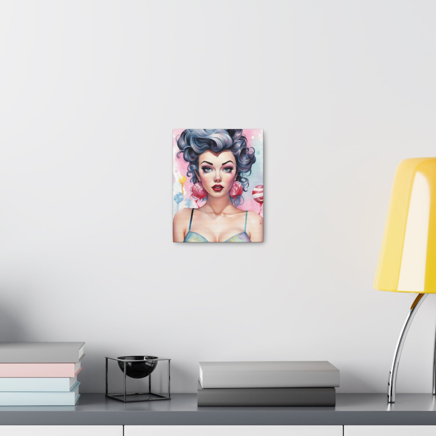 Canvas Gallery Wrapped High-Fashion Wall Art, Stylish Decor, Retro Femme Doll Pop Art – Poppy