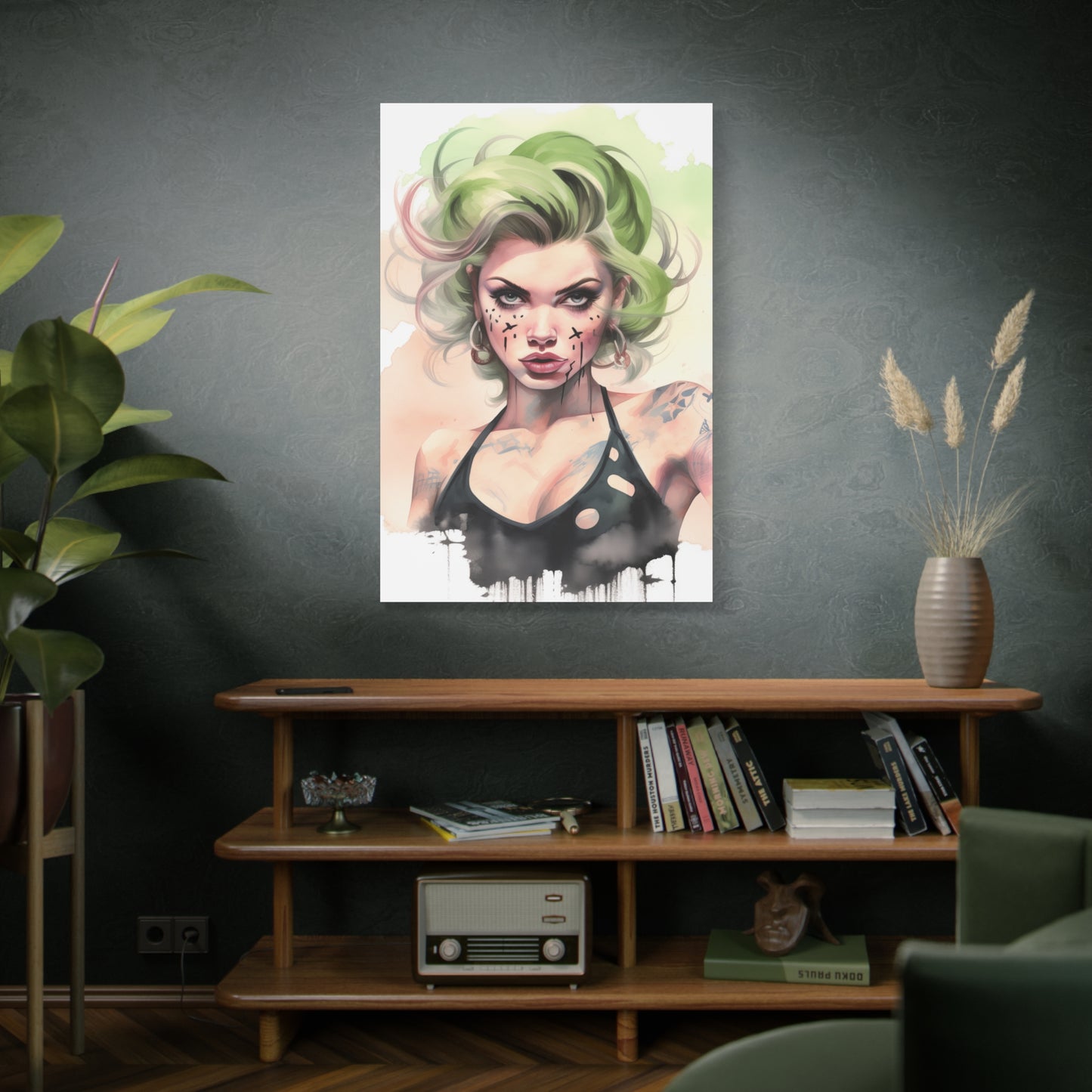 Gallery Wrapped Canvas, Edgy Tattooed Beauty, Urban Pop Art Canvas – Ivy