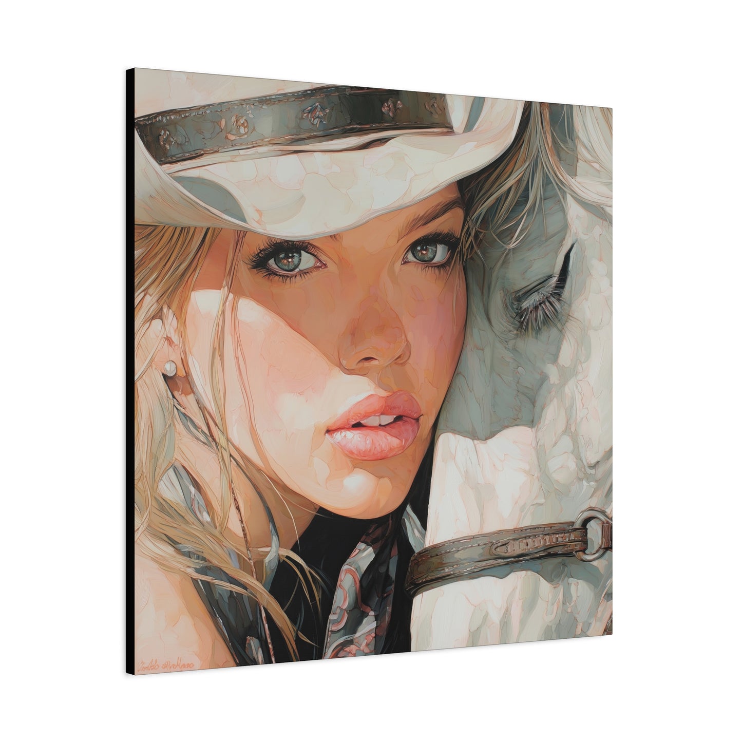 Gallery Wrapped Canvas, Wranglers and Wreckage Art Canvas, Erotic Pinup Art Canvas – Jolene