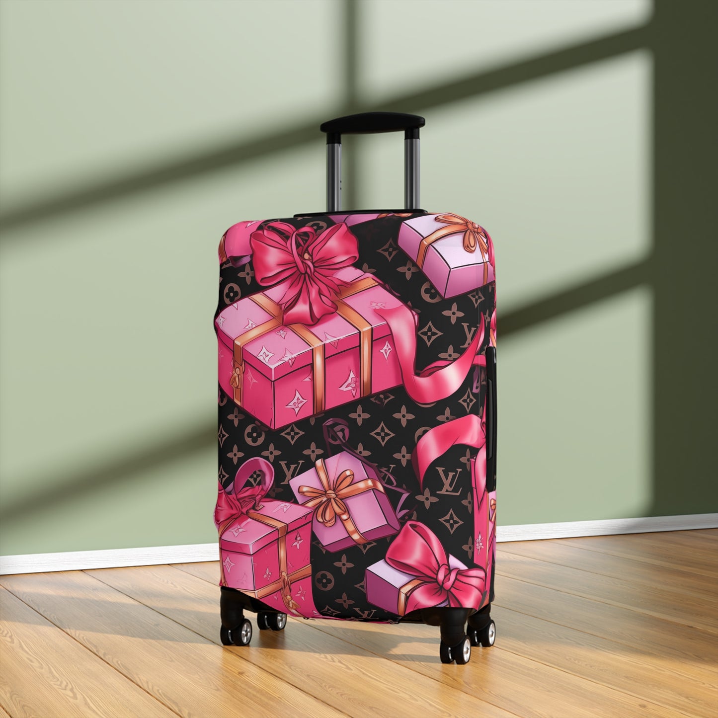 Designer Inspired Luggage Cover - LV Hot Pink