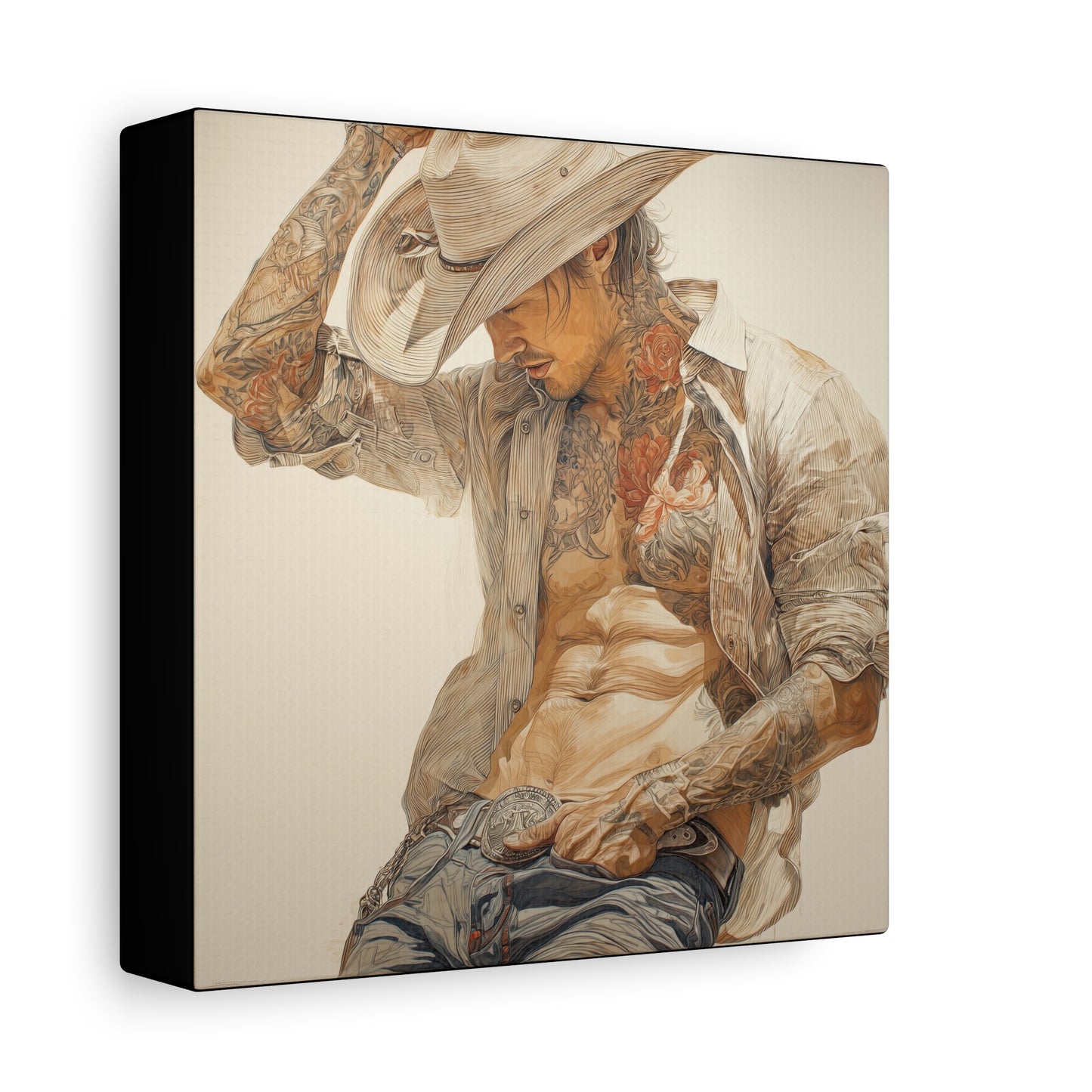 Gallery Wrapped Canvas, Wranglers and Wreckage Art Canvas, Erotic Pinup Art Canvas – Levi