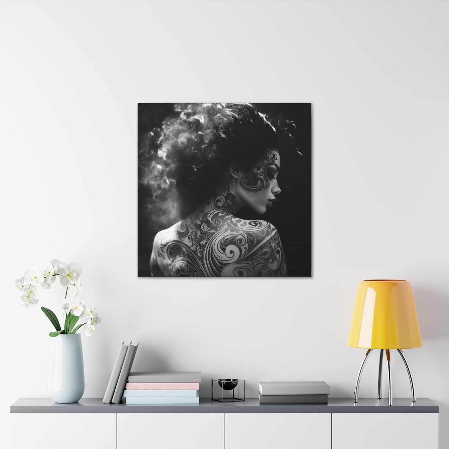 Canvas Gallery Wrap - Black and White Photography - Tattooed and Smoking Again