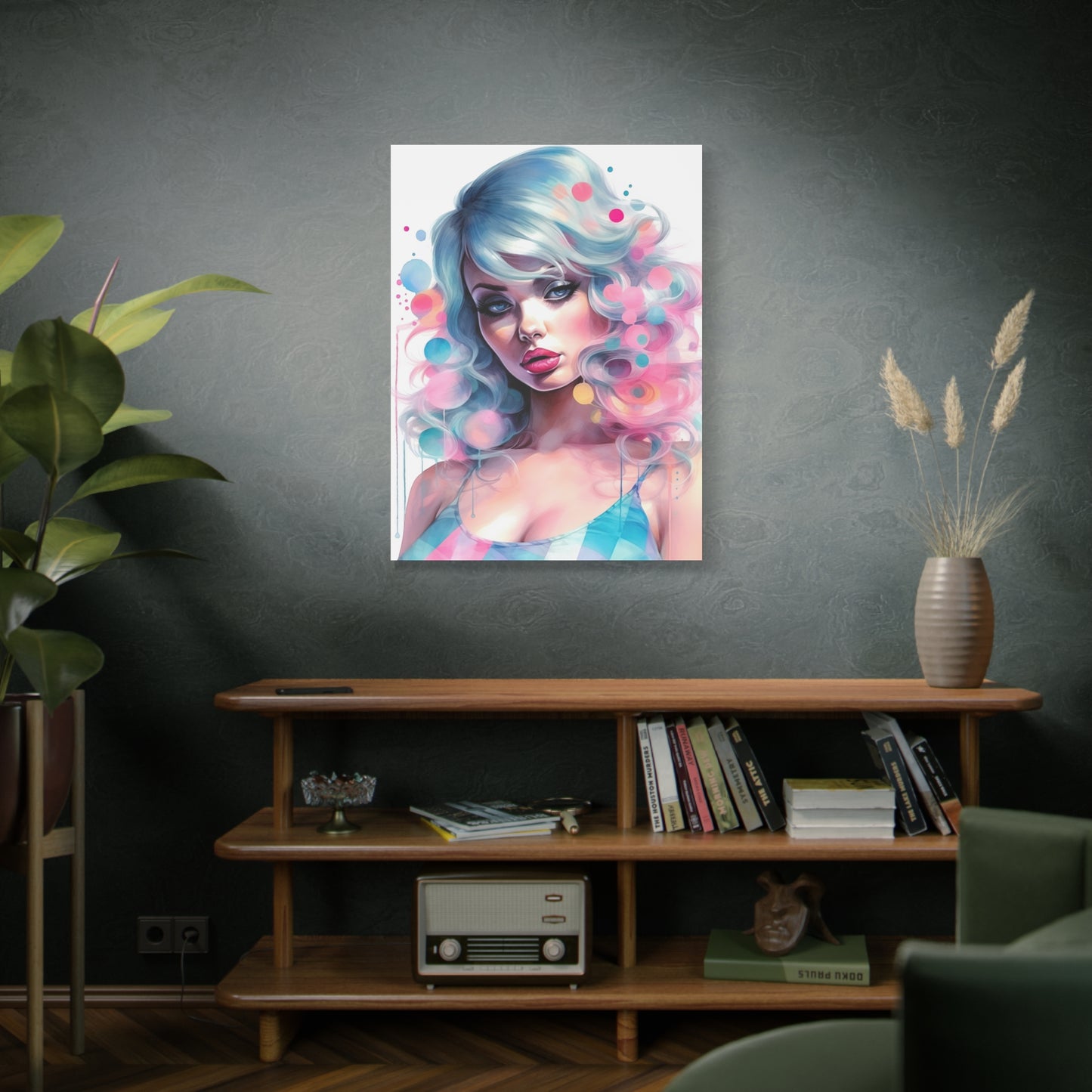 Canvas Gallery Wrapped High-Fashion Wall Art, Stylish Decor, Retro Femme Doll Pop Art – Sylvie