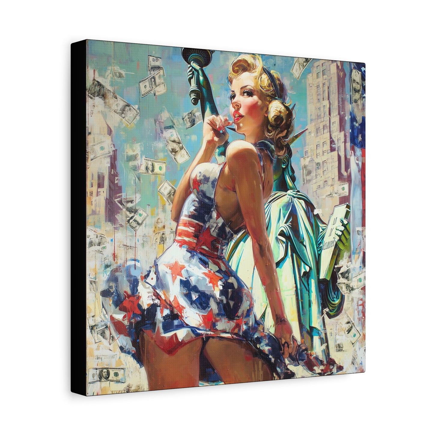 Gallery Wrapped Canvas, American Nonsense Art Canvas, Political Pinup Art Canvas – Bonnie
