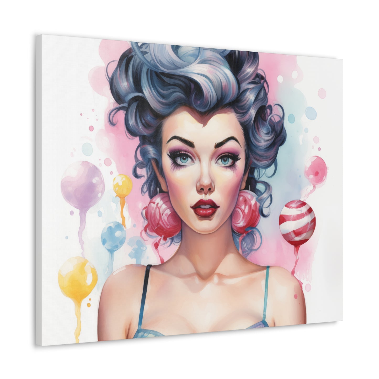 Canvas Gallery Wrapped High-Fashion Wall Art, Stylish Decor, Retro Femme Doll Pop Art – Poppy