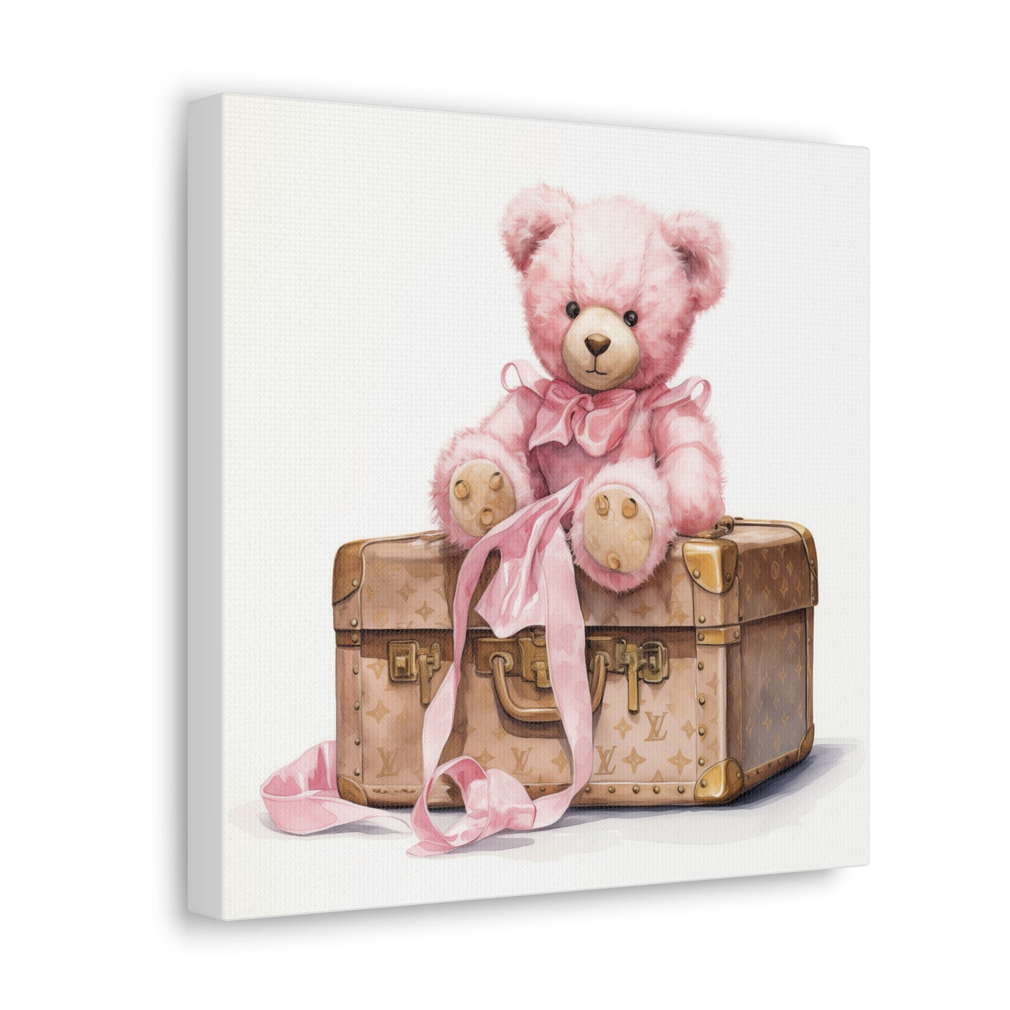 Canvas Gallery Wrap - LV Bear Wall Art - Gold Buttons