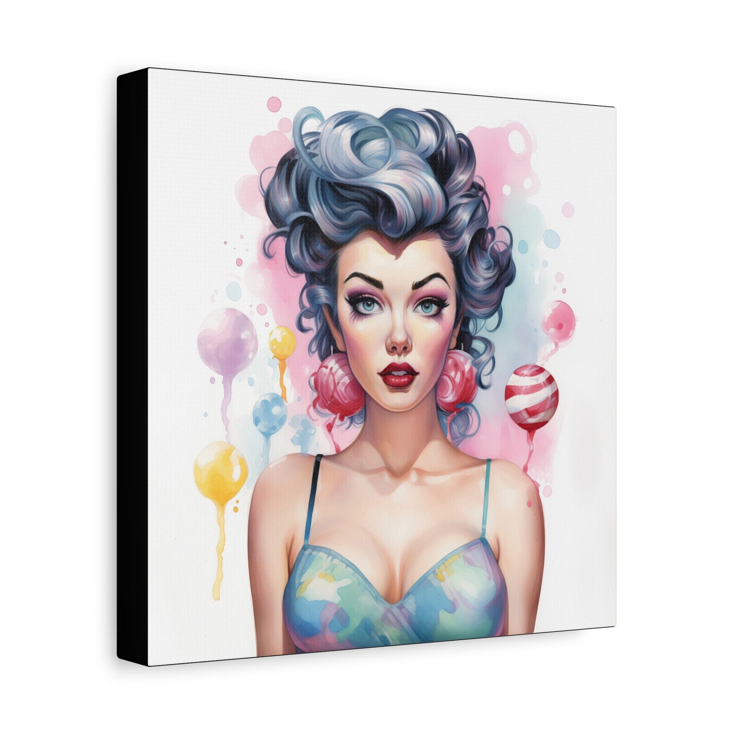 Canvas Gallery Wrapped High-Fashion Wall Art, Stylish Decor, Retro Femme Doll Pop Art – Poppy