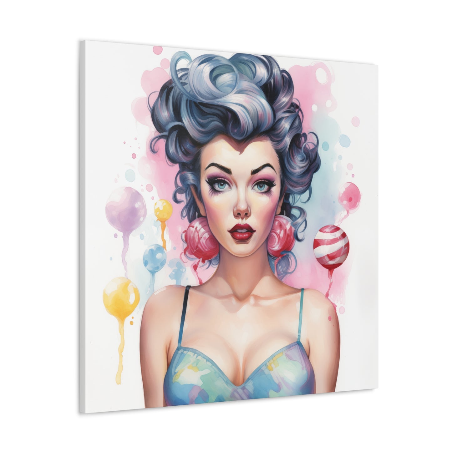 Canvas Gallery Wrapped High-Fashion Wall Art, Stylish Decor, Retro Femme Doll Pop Art – Poppy