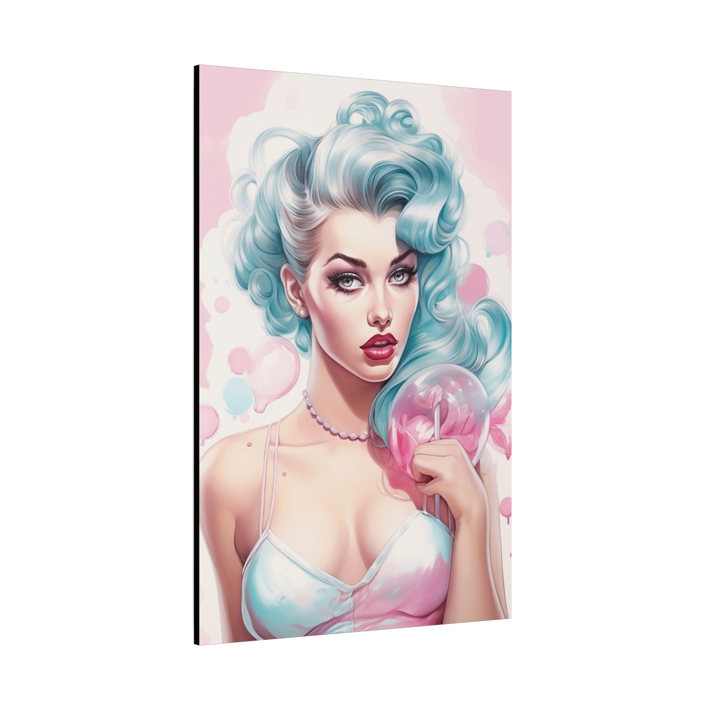 Canvas Gallery Wrapped High-Fashion Wall Art, Stylish Decor, Retro Femme Doll Pop Art – Tessa