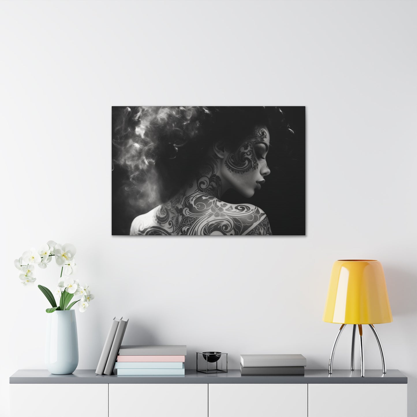Canvas Gallery Wrap - Black and White Photography - Tattooed and Smoking Again