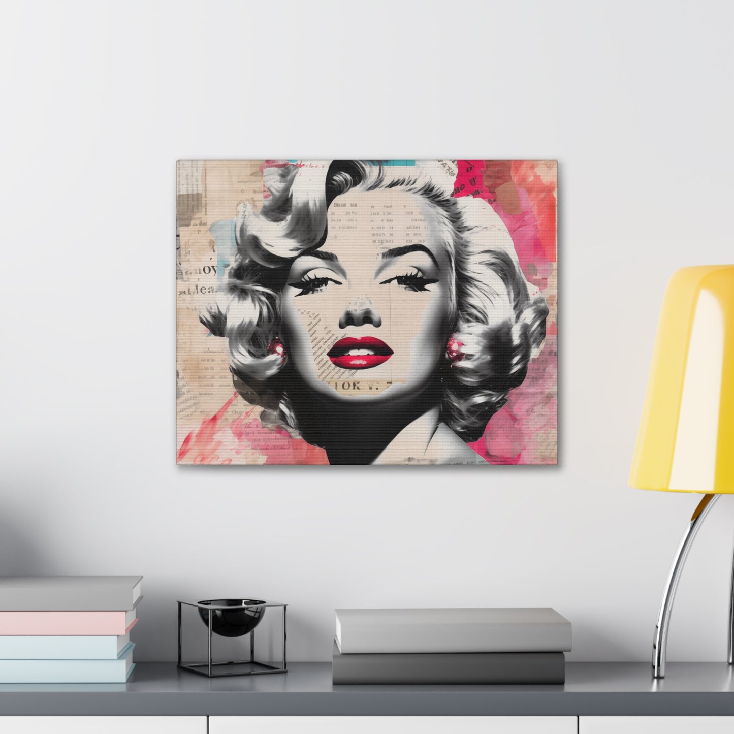 Canvas Wall Art, Gallery Wrapped Pop Art, Celebrity Wall Art – Marilyn Monroe - Newsprint