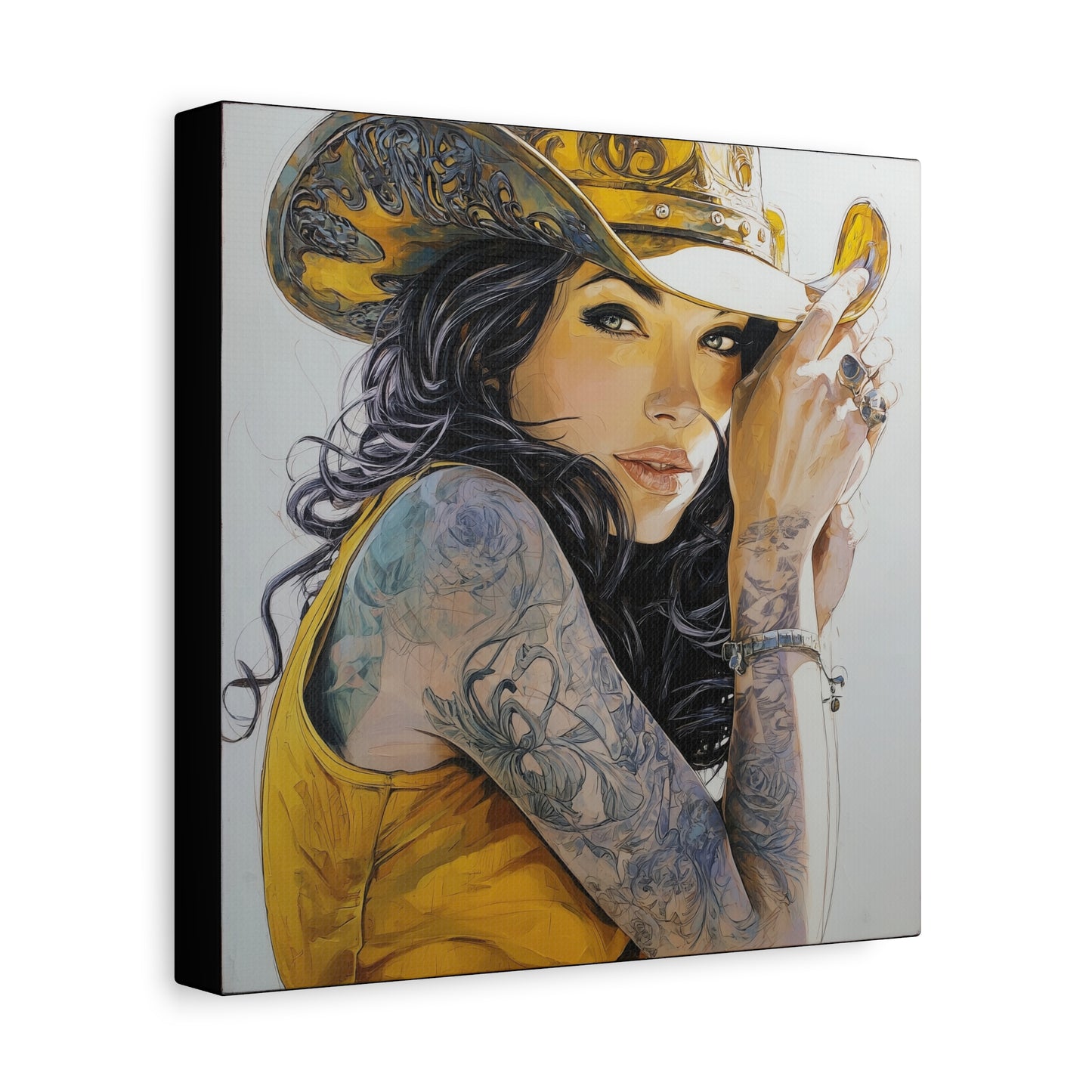 Gallery Wrapped Canvas, Wranglers and Wreckage Art Canvas, Erotic Pinup Art Canvas – Delilah