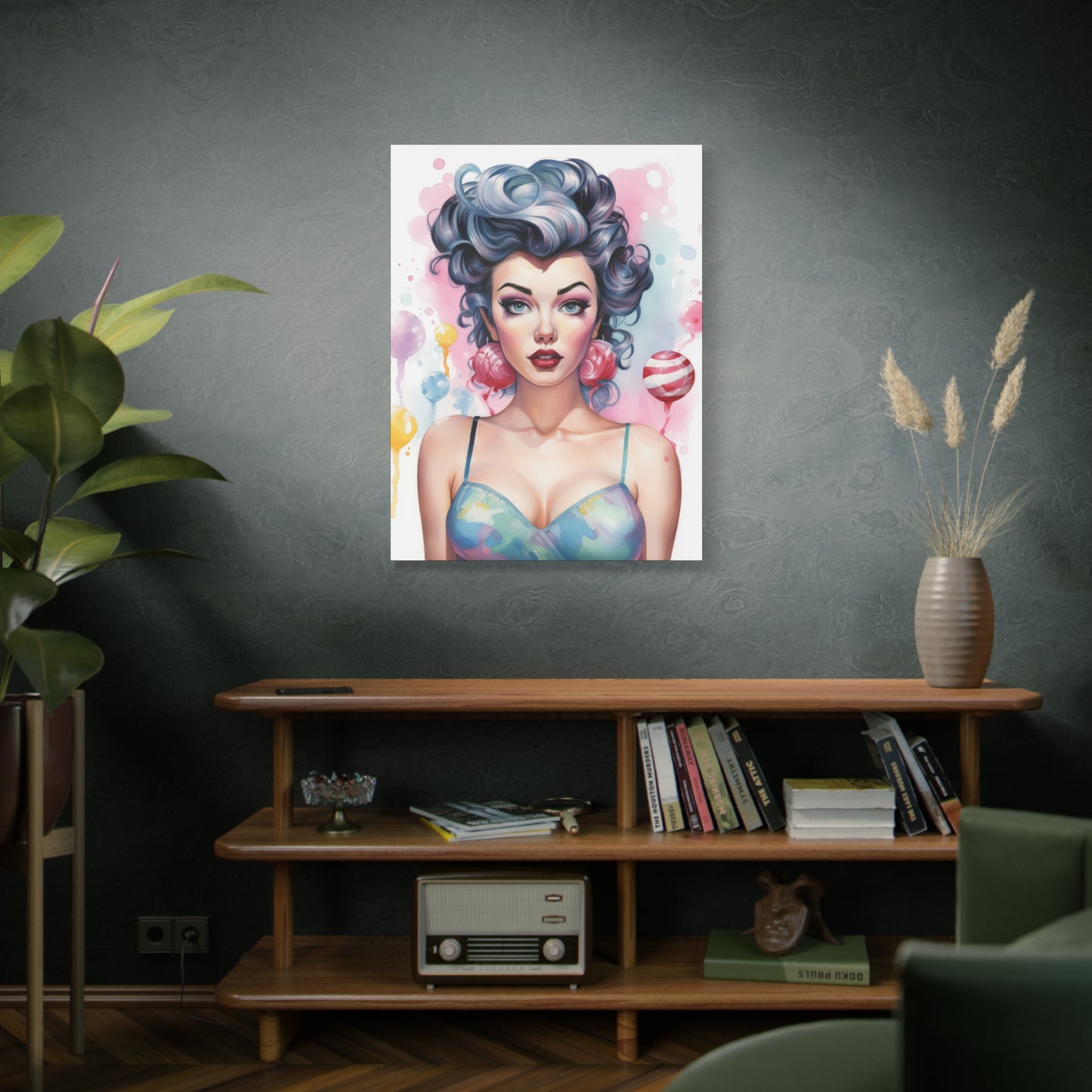 Canvas Gallery Wrapped High-Fashion Wall Art, Stylish Decor, Retro Femme Doll Pop Art – Poppy