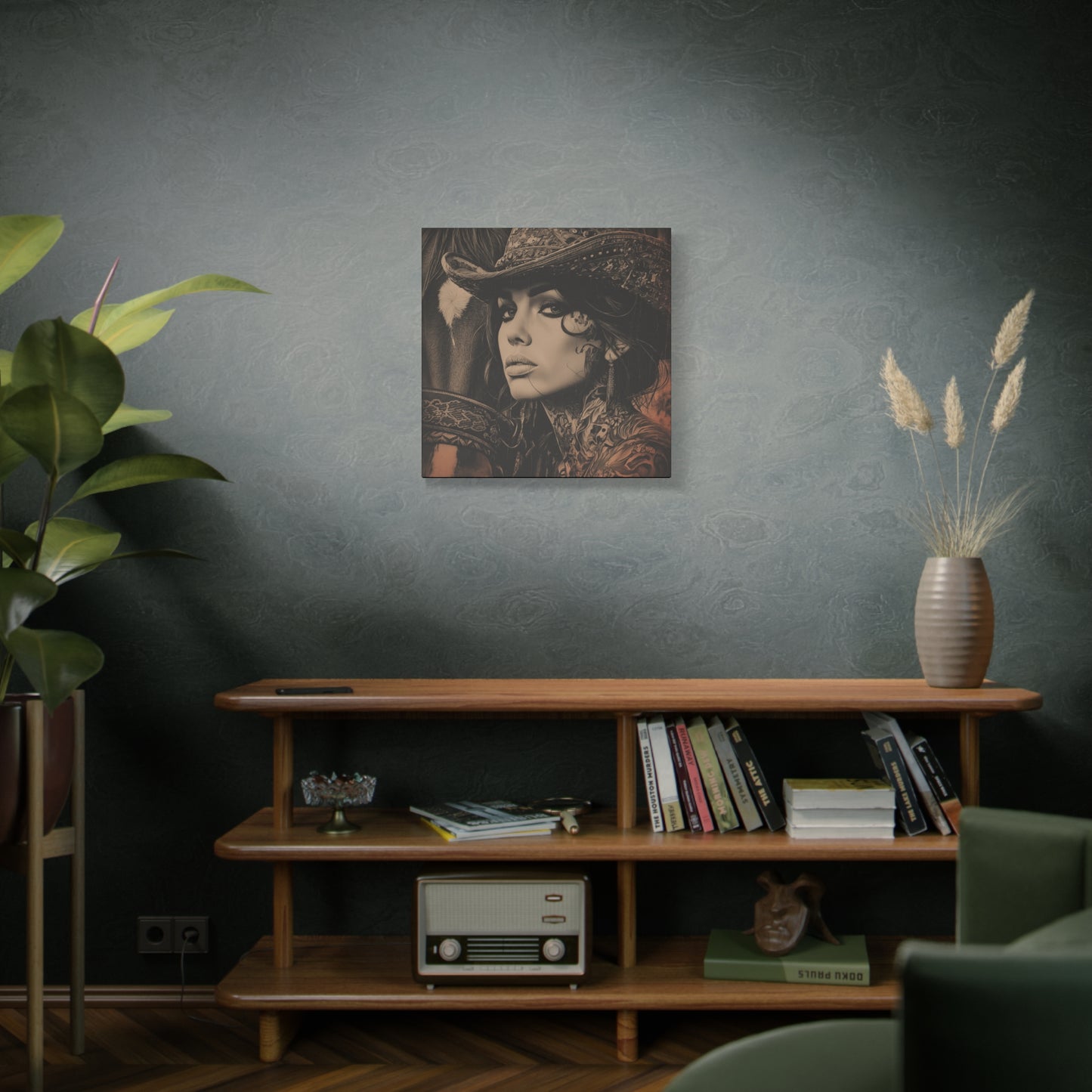 Gallery Wrapped Canvas, Wranglers and Wreckage Art Canvas, Erotic Pinup Art Canvas – Loretta
