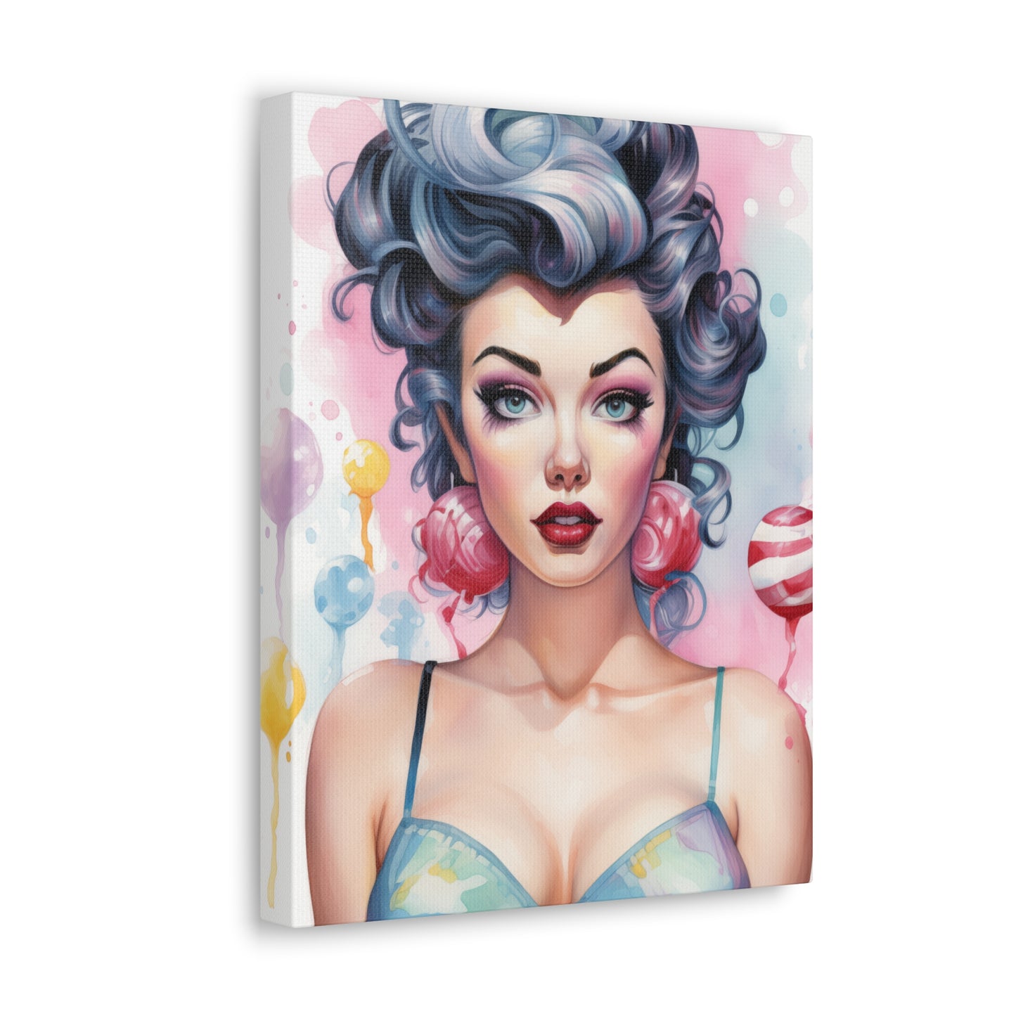 Canvas Gallery Wrapped High-Fashion Wall Art, Stylish Decor, Retro Femme Doll Pop Art – Poppy