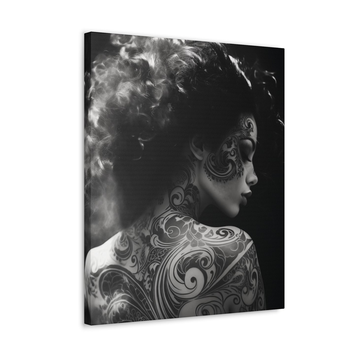 Canvas Gallery Wrap - Black and White Photography - Tattooed and Smoking Again