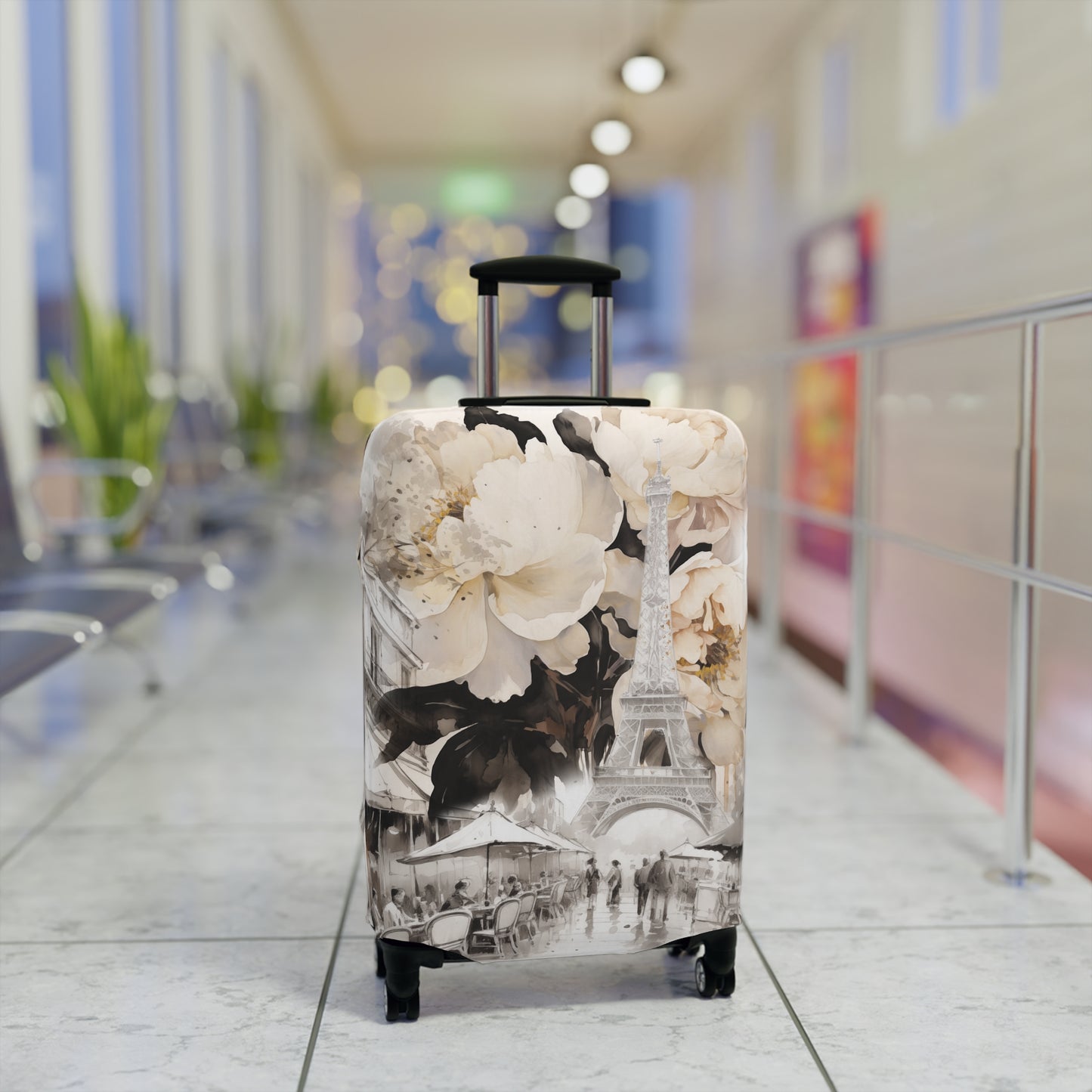 Luggage Cover - Paris, France, Eiffel Tower Cafe