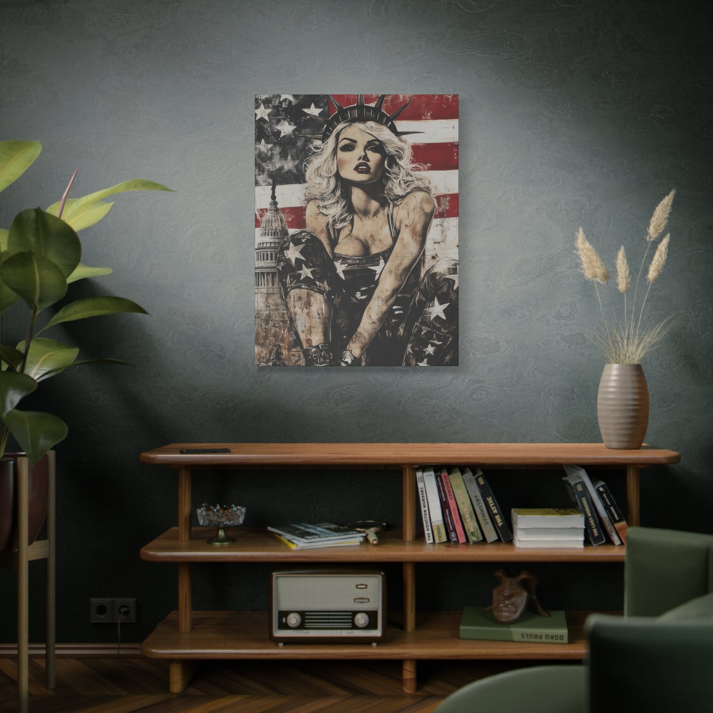 Gallery Wrapped Canvas, American Nonsense Art Canvas, Political Pinup Art Canvas – Kimberly