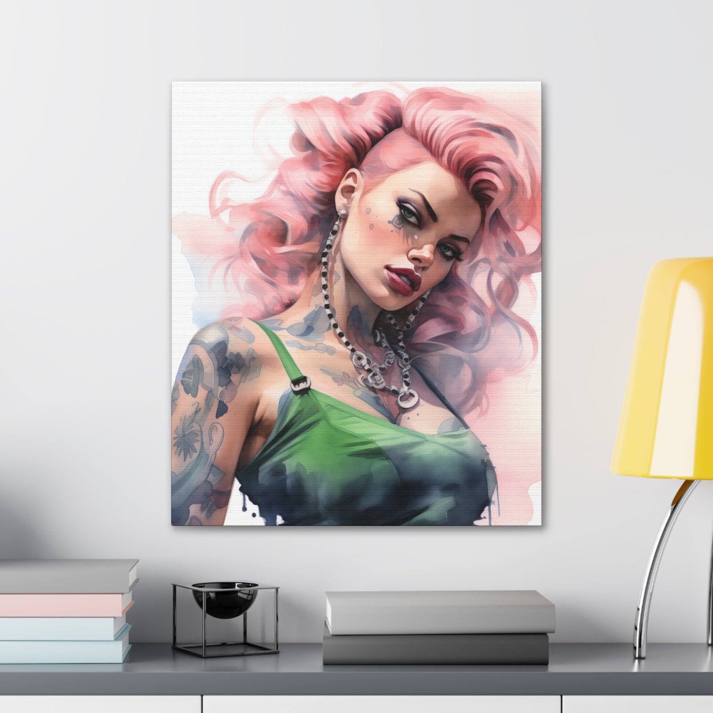 Gallery Wrapped Canvas, Edgy Tattooed Beauty, Urban Pop Art Canvas – Colette