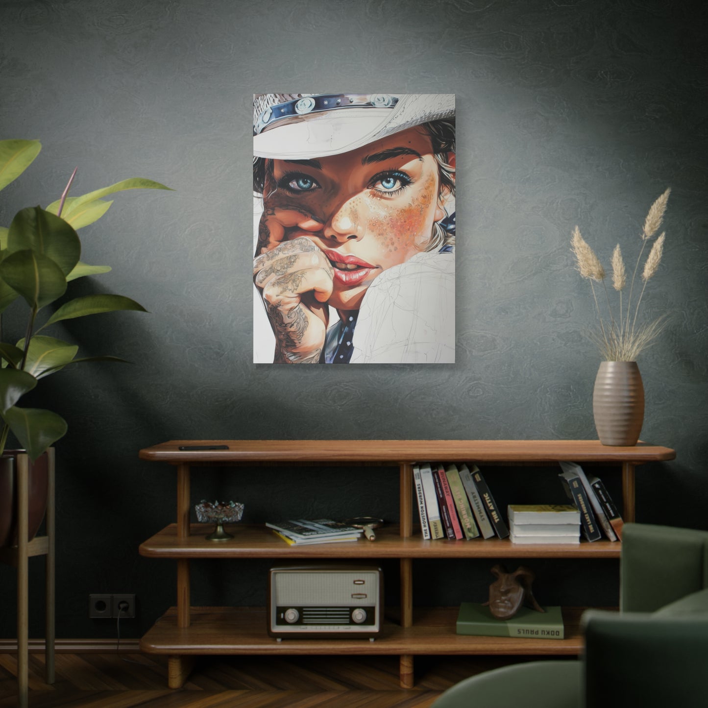 Gallery Wrapped Canvas, Wranglers and Wreckage Art Canvas, Erotic Pinup Art Canvas – Fallon
