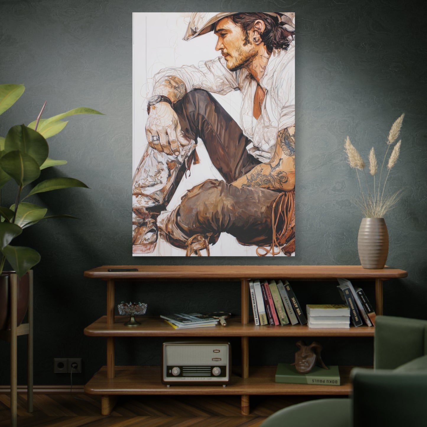 Gallery Wrapped Canvas, Wranglers and Wreckage Art Canvas, Erotic Pinup Art Canvas – Boone