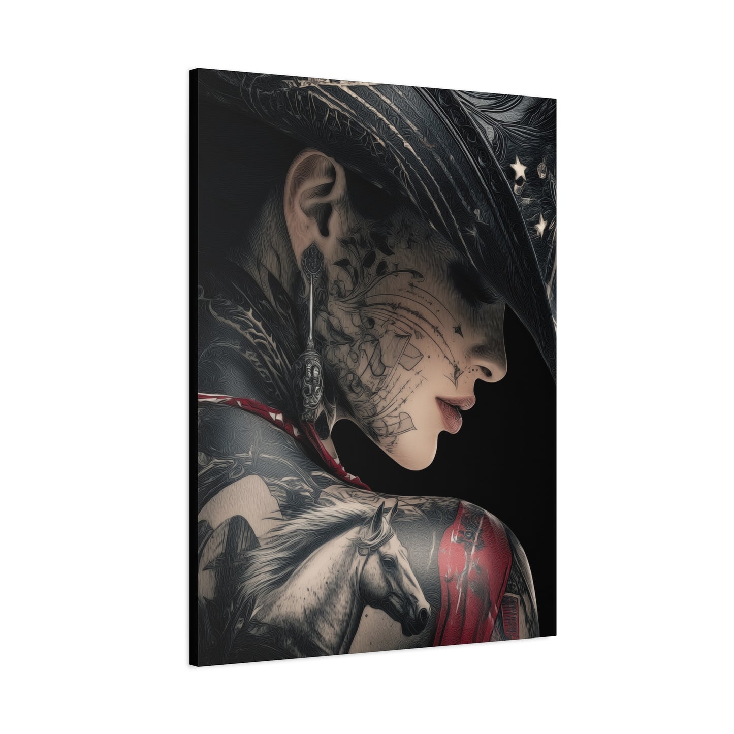 Gallery Wrapped Canvas, Wranglers and Wreckage Art Canvas, Erotic Pinup Art Canvas – Cassie
